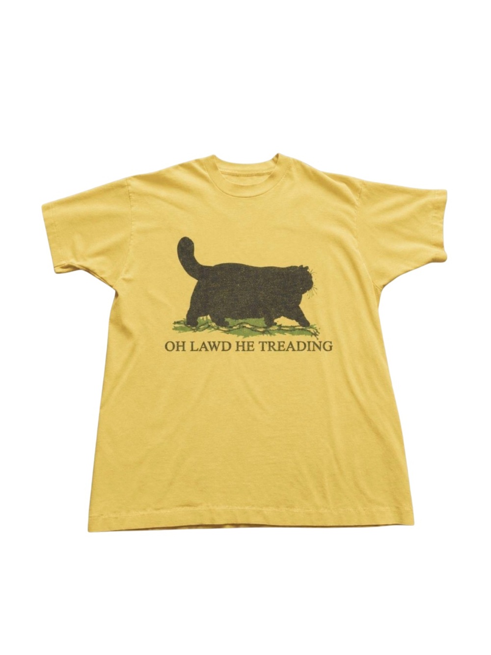 Gildan Yellow Cat Graphic T-Shirt - Oh Lawd He Treading